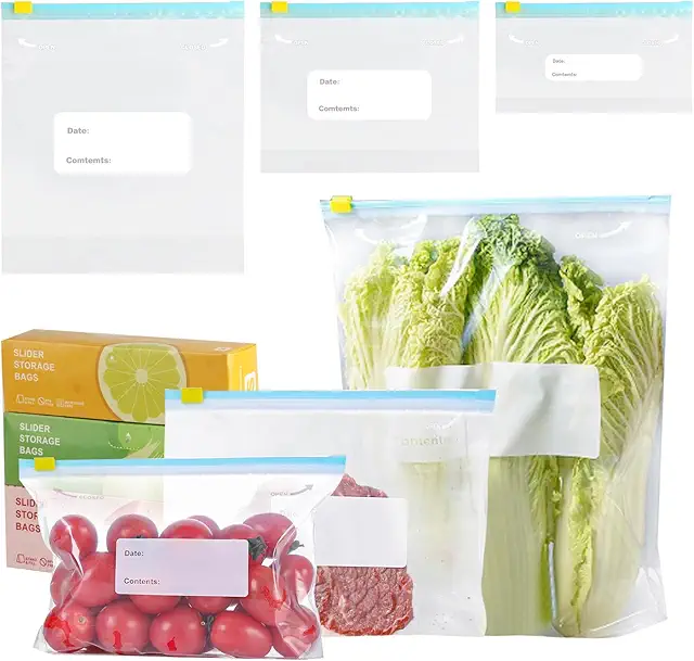 Wiederverwendbare Gefrierbeutel mit Zipper - 50 Stück in Klein/Mittel/Groß