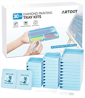 ARTDOT 30 Piezas apilables Diamond Painting Bandeja para Adultos, Accesorios de Pintura de Diamantes de Enclavamiento y Herramientas (Azul-10M20S)