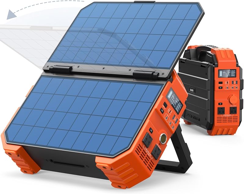 Portable Power Station 1600W (Peak 3200W), Built-in Solar Panel, 1024Wh LiFePO4 Battery, 100W USB-C Fast Charge, Solar Generator for Home Backup, Camping, Power Outages & RV