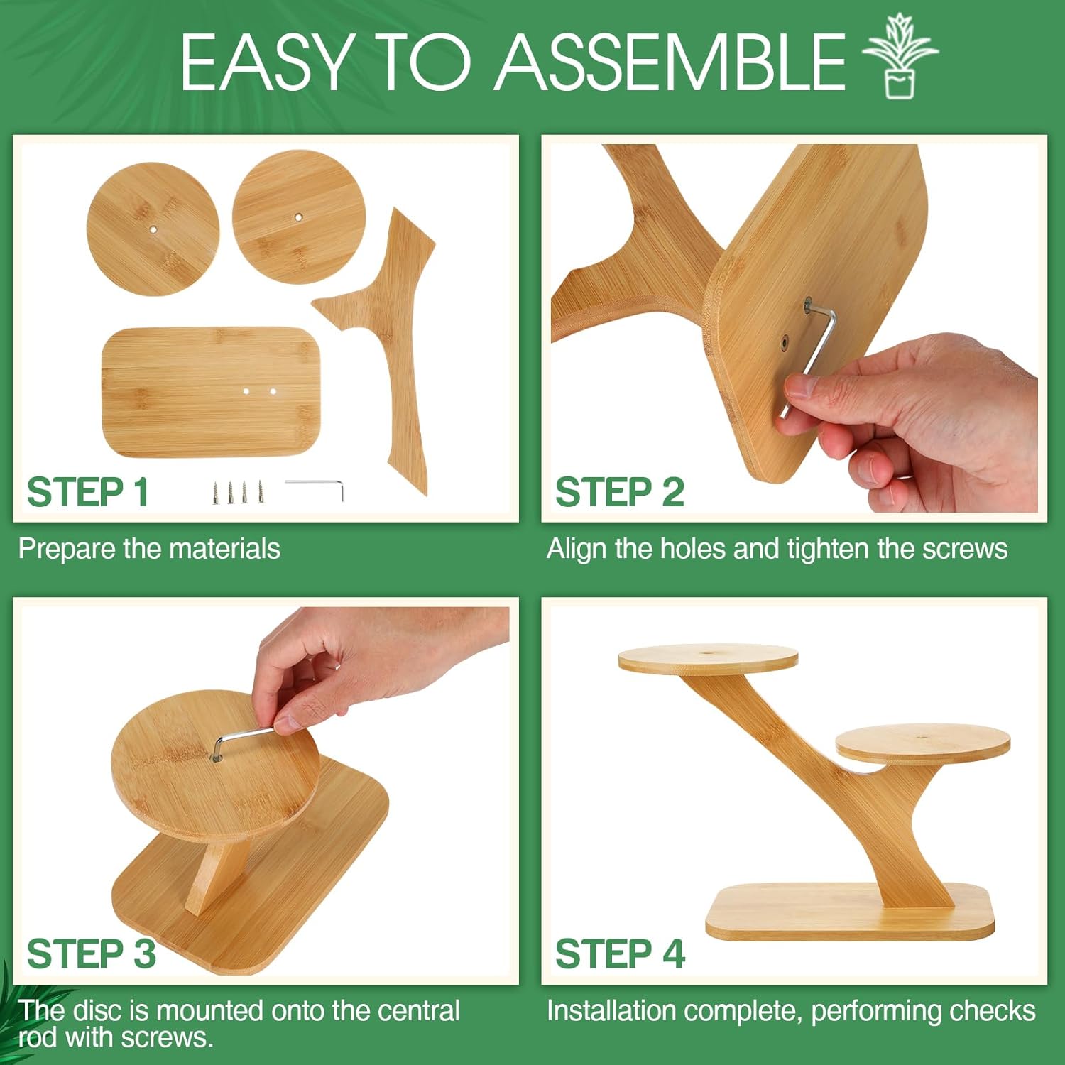 4 Pcs Bamboo Plant Stand for Indoor 3 Tiers Succulent Windowsill Shelf Small Tabletop Plant Flower Holders for Home Garden Patio Lover Gift Office Living Room Bedroom Decoration