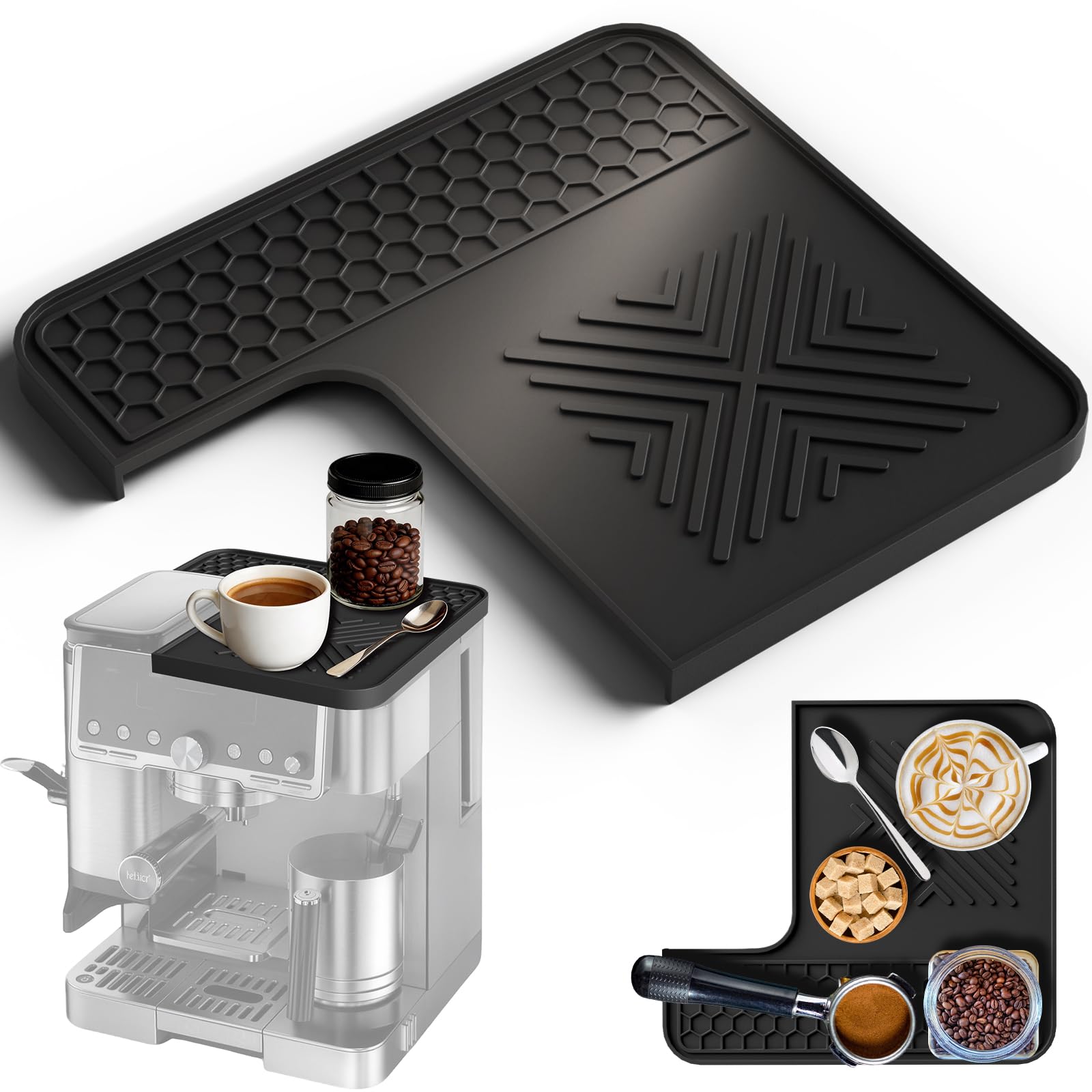 HAFOEEP Silicone Mat for Ninja Luxe Café ES601UK ES701UK Coffee Machine Accessories, Protective Top Mat for Ninja Espresso Coffee Maker, Waterproof, Scratch-Resistant & Heat-Resistant, Black