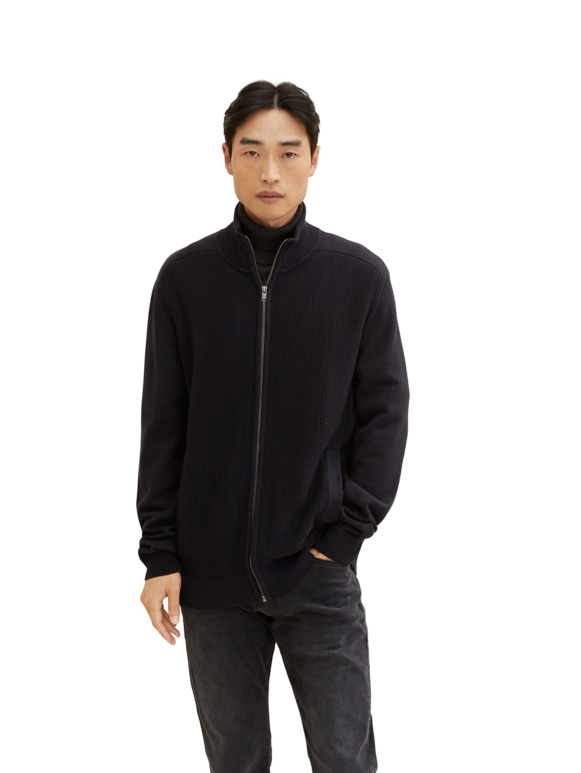 TOM TAILOR Uomini Cardigan con collo alto