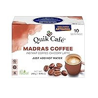 Vista 1 de QuikCafe Madras Coffee – 10 unidades, mezcla de hierbas instantánea con ingredientes naturales, luz de cafeína, sin conservantes, solo tienes que