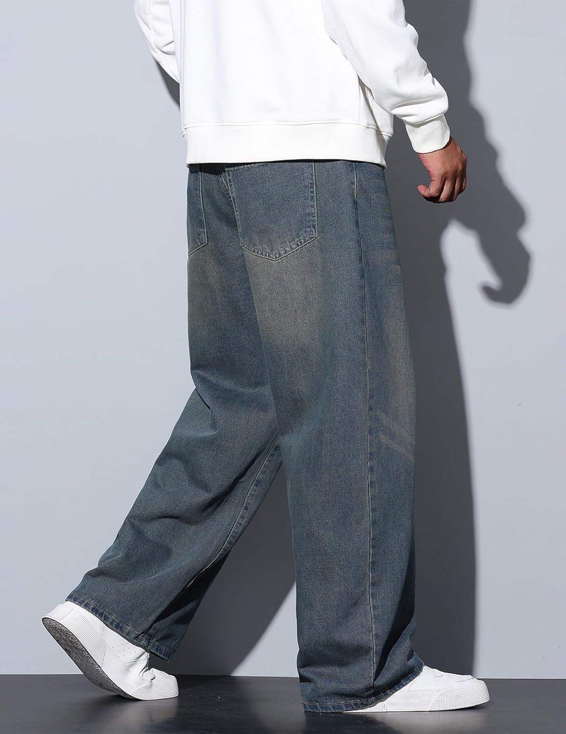 Mens Baggy Jeans Loose Fit Denim Jeans Wide Leg Hip Hop Pants Y2K Skater Trousers Streetwear - Image 5