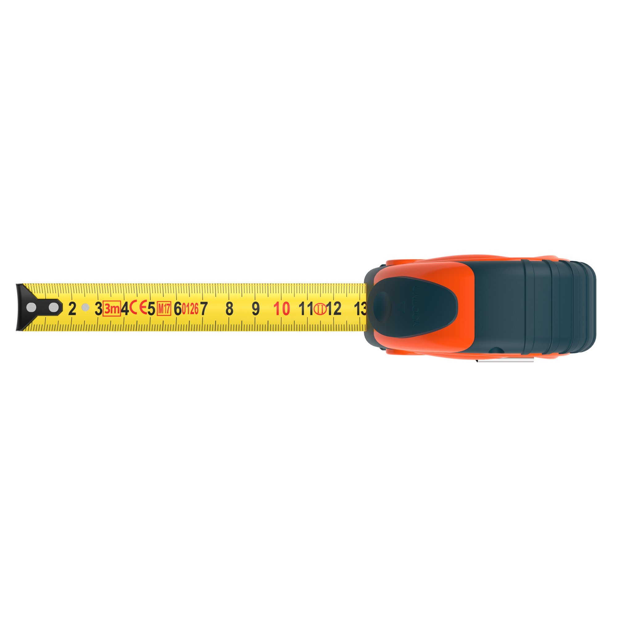 Presch flessometro professionale e robusto da 3m con clip solida da fissare alla cintura e sistema auto-avvolgimento