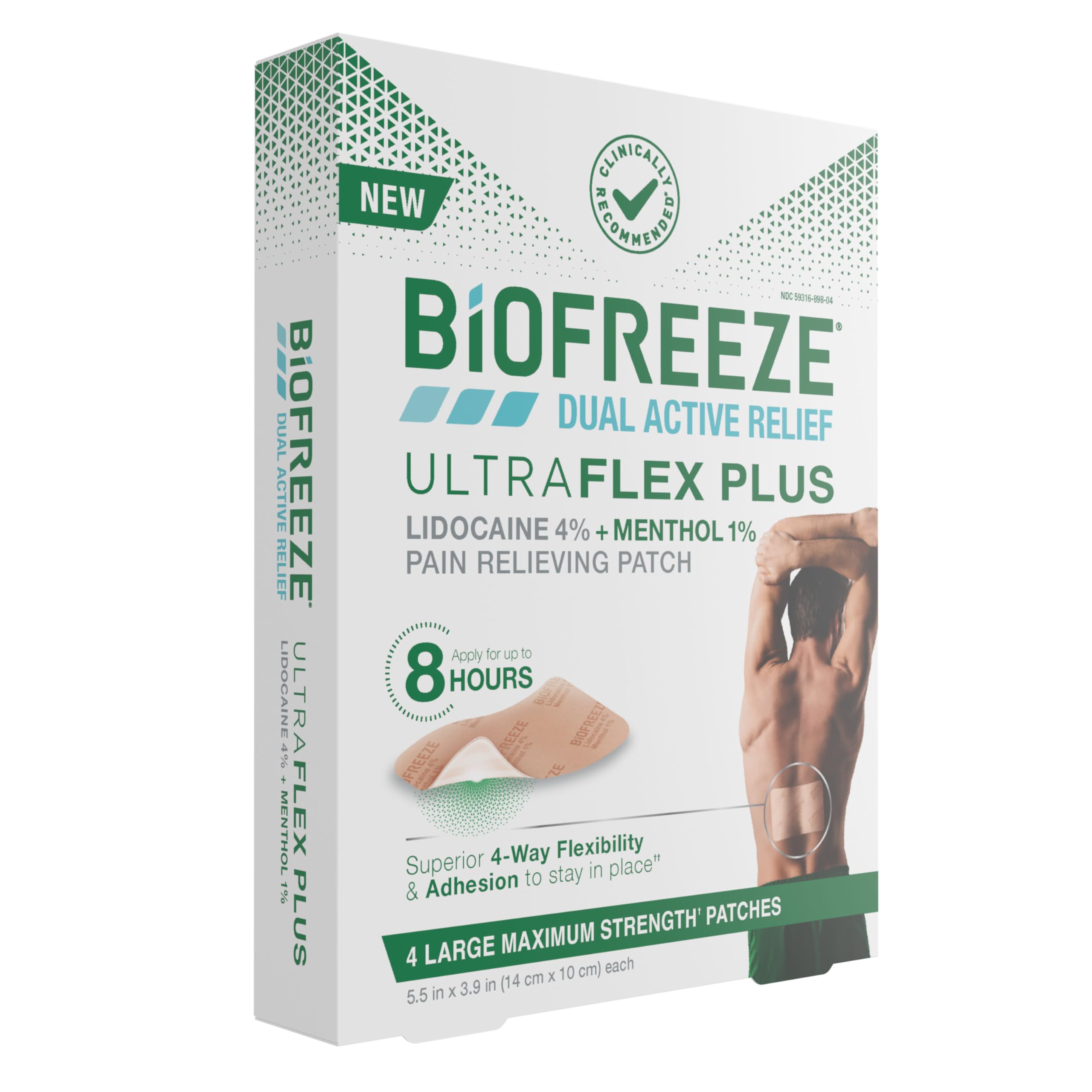 Biofreeze Ultraflex Plus Maximum Strength 4% Lidocaine Patches with Menthol, Flexible Pain Relief Patch for Lower Back, Lidocaine Patch for Neck, Knee, Shoulder, 4 Large Pain Patches — Amazon image 11