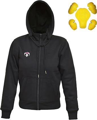 RIDERACT Motorcycle Hoodies for Women Aramid Fiber Lined Protective Motorbike Riding Hoodie Biker Safety CE Armored Jacket