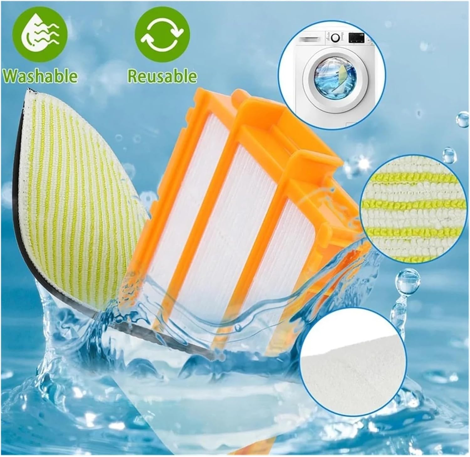 Update Replacement Parts，Compatible for Shark，RV2610WA AV2610WA RV2620WA RV2610WD RV2410WD RV2620WD Mop Brush Filter Kit Replace