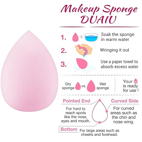 Miniatura 8 de DUAIU - Juego de 15 brochas y esponjas de maquillaje sintéticas, profesionales, con 3 esponjas de maquillaje para base, corrector, crema en polvo y