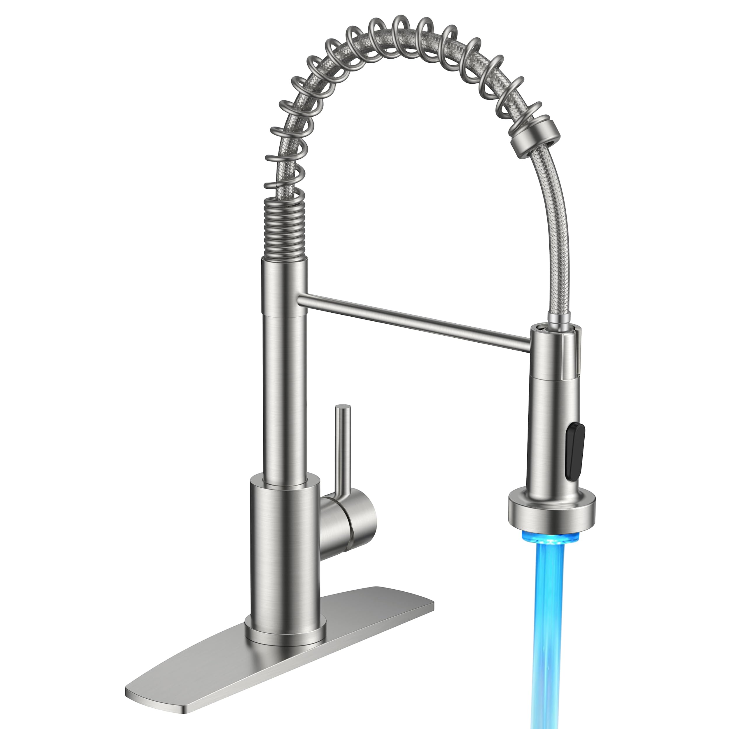 FORIOUS LED Kitchen Sink Faucet, with 3 Modes Sprayer, Brushed Nickel