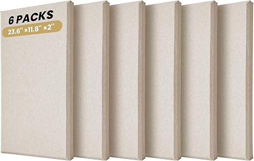 Miniatura 9 de 6 PCS Acoustic Panels, 2“ Thick Large Soundproof Wall Panels, Professional Fiberglass Sound Absorbing Panels, 23.6x11.8 Inches Sound Proof Foam