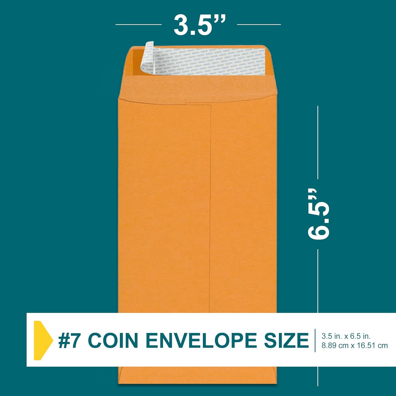 #7 Money Envelopes for Cash, 500 Pack, Brown Envelopes Self Seal - 28lb Paper Envelopes Peel & Seal - Coin Envelopes for Money, Credit Cards, Gift Cards - Small Envelopes for Storage, Seeds