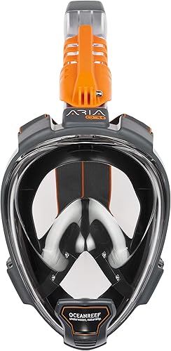 Vista 2 de OCEAN REEF - Aria QR + Máscara de esnórquel de liberación rápida - Máscara de esnórquel de cara completa - Visión submarina de 180 grados - 8 Negro