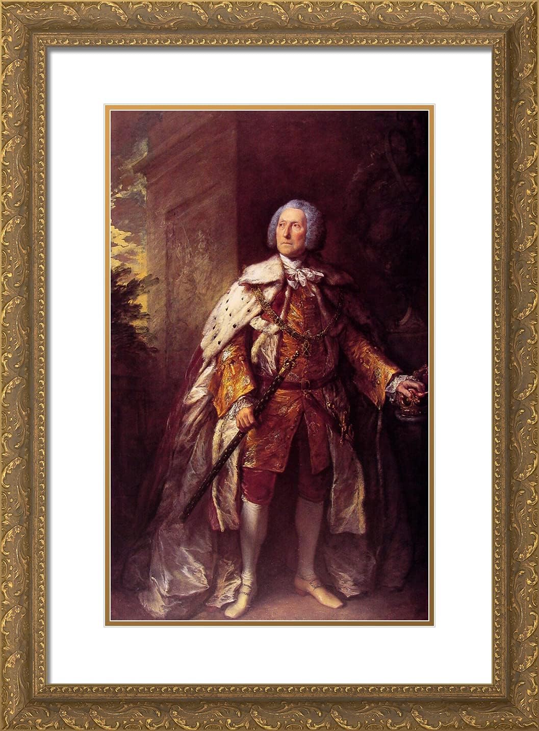 ArtDirect Gainsborough, Thomas 18x24 Gold Ornate Framed Art Print with Double Matting Titled: John, fourth Duke of Argyll