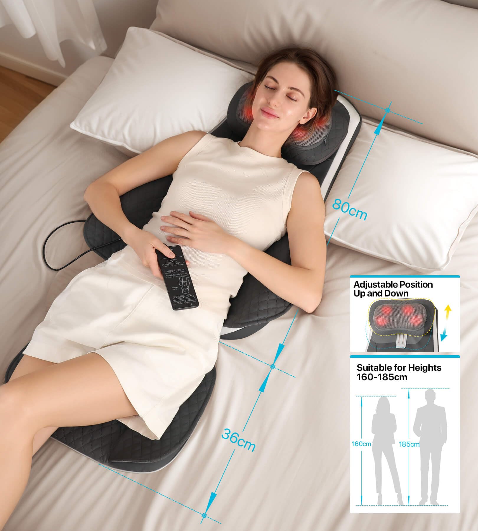 ALLJOY Fauteuil Massant Shiatsu Coussin de Massage Dos avec Compression et Chaleur, Siege Massant pour Massage du Cou et du Dos dans, Cadeau pour Maman Papa Homme Femme