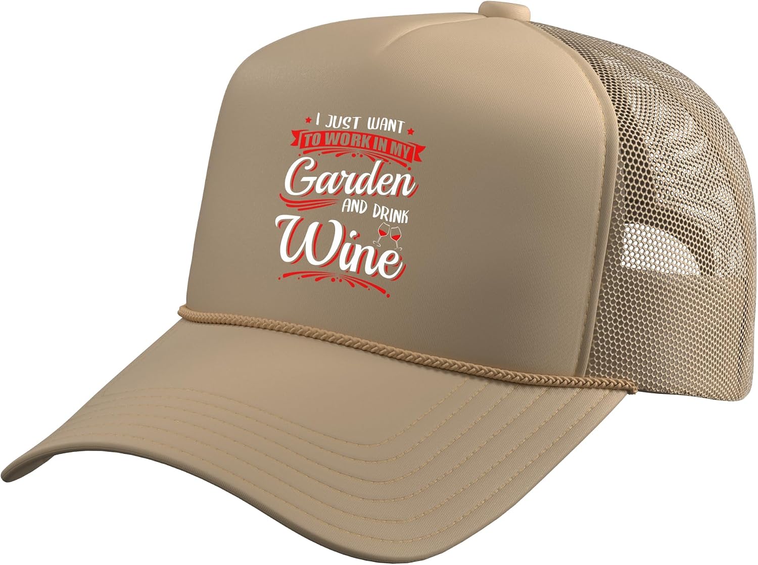 Funny Gardening Art for Men Women Wine Garden Plant Gardener Trucker Hat with Adjustable Mesh Back