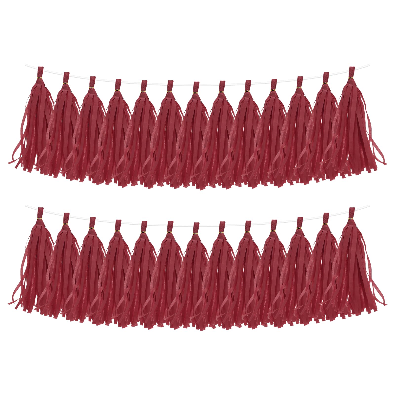 sourcing map 30Pcs Paper Tassels Garland, Tassel Garland Banner with Rope and Tie Wire for Party Decorations Wedding Decorations Football Party Engagement Decor DIY, Burgundy