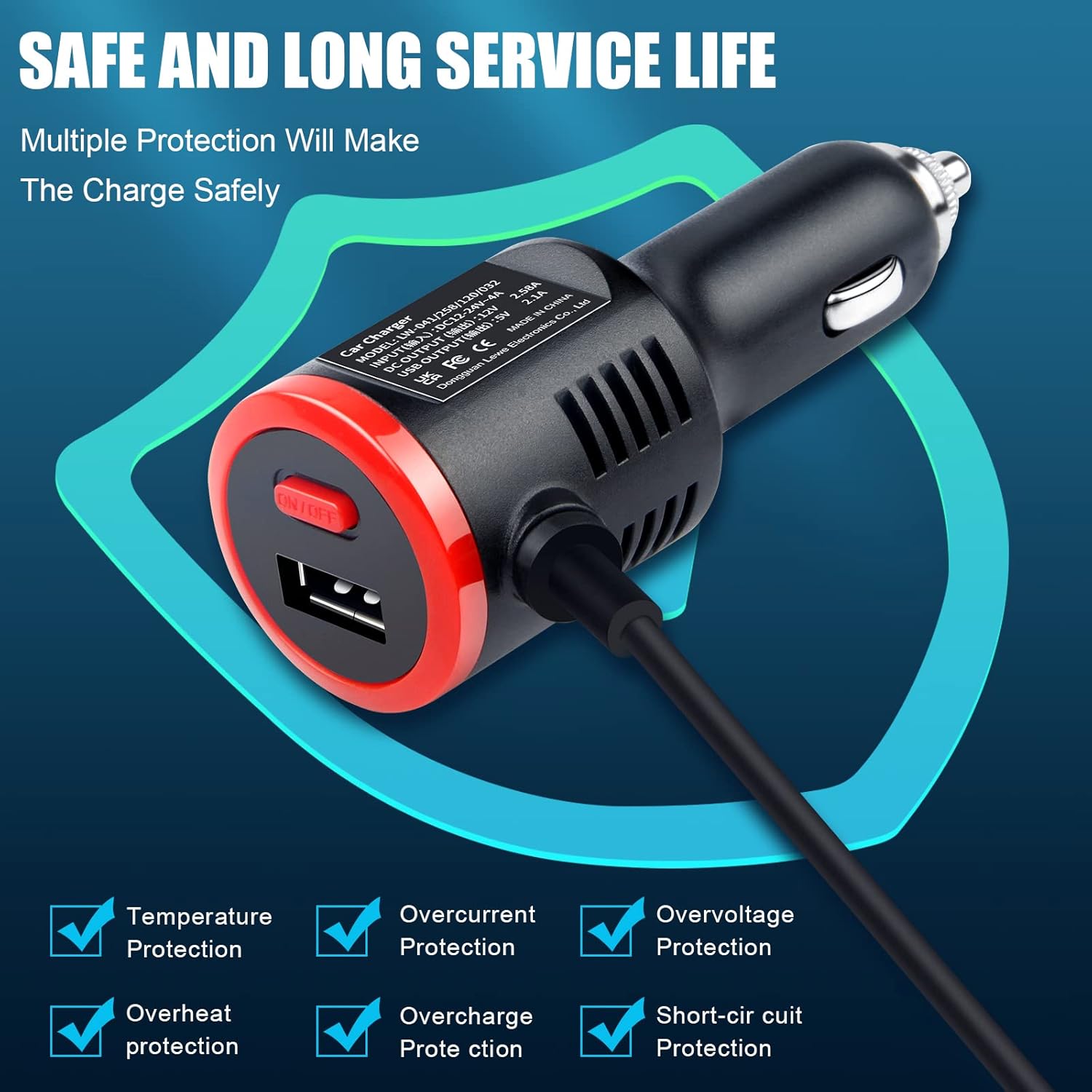 Sisyphy Surface Car Charger With USB Charging Port, Total 42W 12V 2.58A Power Supply, Compatible For Microsoft Surface Pro7 + Plus Pro6 Pro5~3 Surface