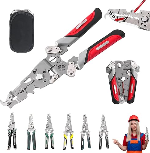 Miniatura 9 de Pelacables Plegable 18 en 1, Pelacables Profesionales Plegables Multifuncionales Mejorados 2025, Pelacables Multifuncionales Crimpadora Cortador de