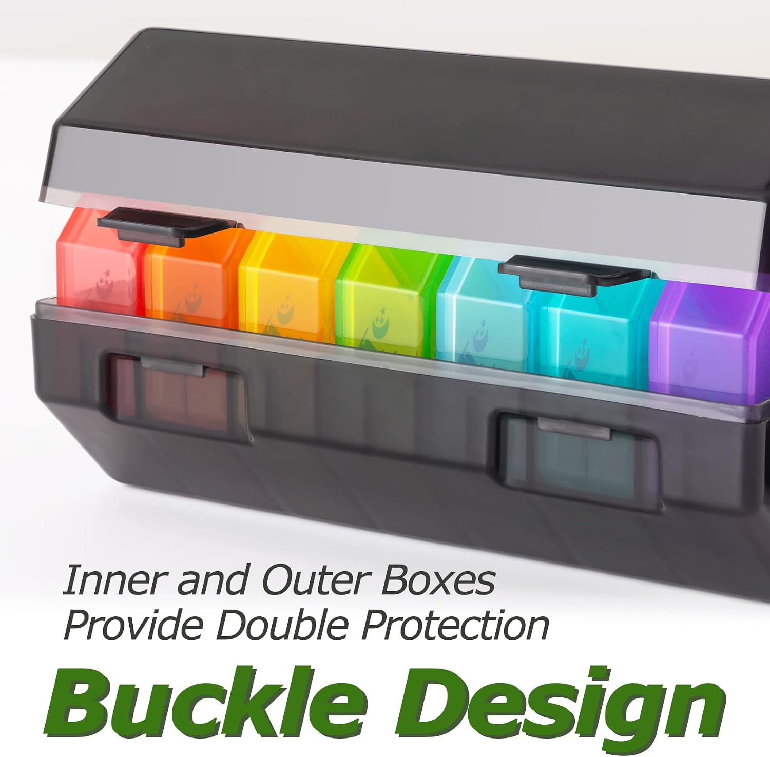 Weekly Pill Organizer 4 Times a Day, Large Pill Box 7 Day Daily Pill Case with 28 Extra Large Compartments Portable Travel Pill Container Big Medicine Organizer for Supplement Vitamin (Rainbow)