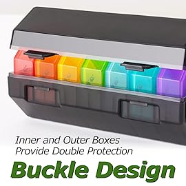 Weekly Pill Organizer 4 Times a Day, Large Pill Box 7 Day Daily Pill Case with 28 Extra Large Compartments Portable Travel Pill Container Big Medicine Organizer for Supplement Vitamin (Rainbow)