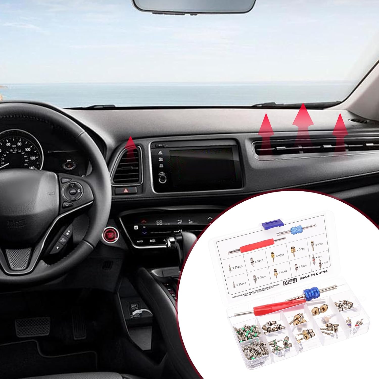 102pcs A/C Valvola Core, R12 / R134a Climatizzatore Valvola Core Kit di Accessori, Automotive Aria Condizionata Valvola con Strumento Rimozione per Sostituzione e Manutenzione Aria Condizionata Auto