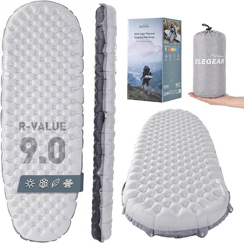4” Thick Sleeping Pad for Camping with 9 R-Value Insulated, Single | CumbreX™ Backpacking & Inflatable Camping Mattress, Ripstop & Waterproof, All Season Used, Ultralight for Outdoor Hiking Tent