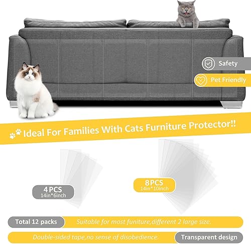 Miniatura 9 de HappyFreeSX Protector de muebles antiarañazos para gatos, 11 patas adhesivas, protector de sofá de esquina para gatos, cinta disuasoria de arañazos,