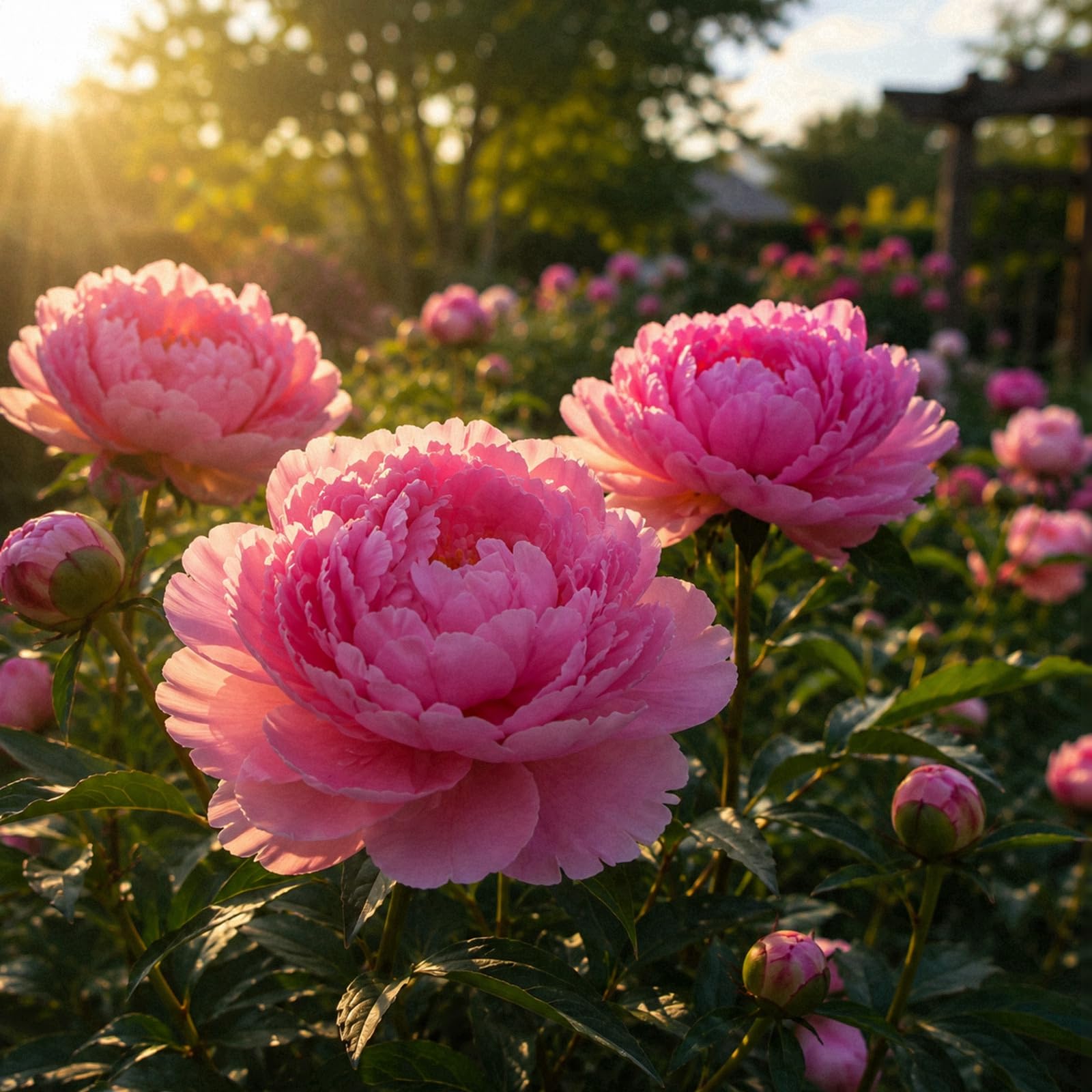 Bunter Pfingstrosen, langjährige, pflegeleicht und sonnenliebend, Exotische Blüten für Balkon, 10zwiebeln-B
