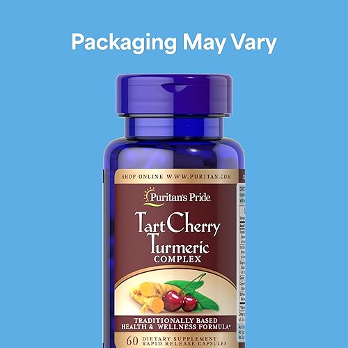 Miniatura 2 de Puritan's Pride Complejo de cúrcuma de cereza ácida, suplemento dietético para la salud antioxidante, 60 cápsulas de liberación rápida