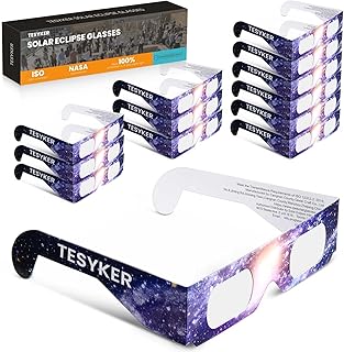 Solar Eclipse Glasses, 12 Packs Paper Solar Eclipse Glasses for Solar Eclipse Viewing, ISO 12312-2 Certified For Direct Sun Observation, AAS Approved