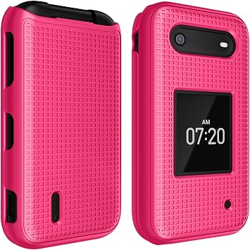 Nakedcellphone Case for Nokia 2760 2780 Flip Phone, Slim Hard Shell Protector Cover with Grid Texture for Tracfone N139DL, TA-1398, TA-1451, TA-1420 - Bright Hot Pink