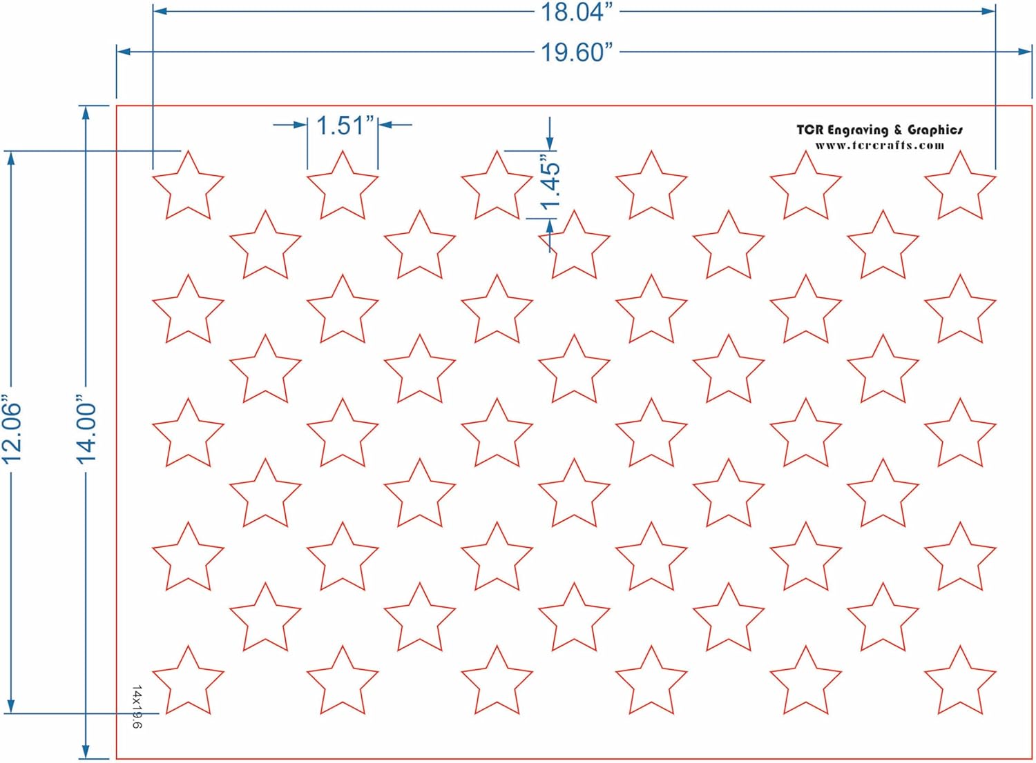 50 Star Field Stencil - US/American Flag - 14 Inch H X 19.6L Inch - Approx 1.5 Inch Stars