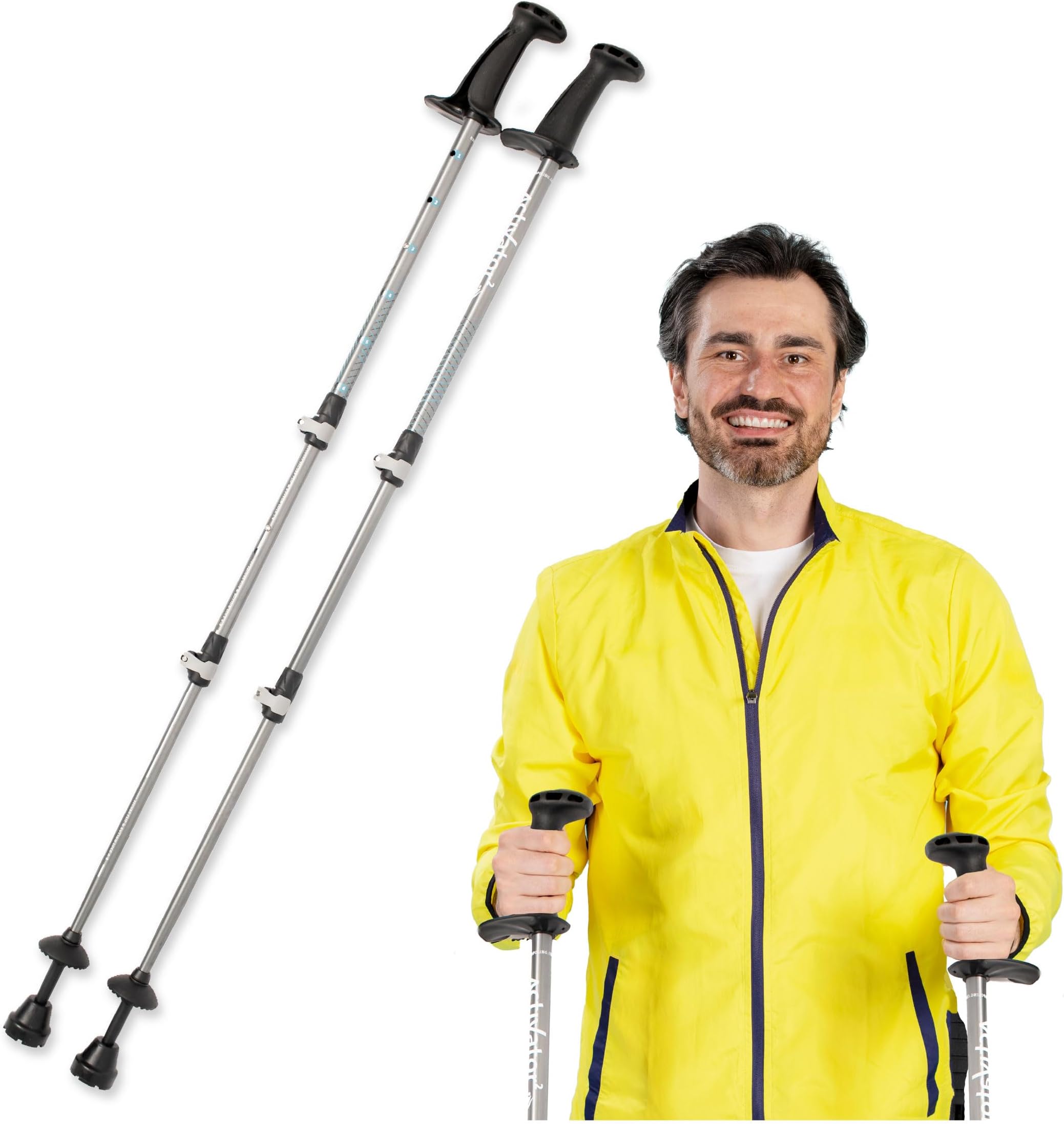 - ACTIVATOR® 2 Walking Poles – 1 Pair – CoreGrip™ for Stability, Weight-Bearing, Recovery & Core Strength – Adjustable, Collapsible, Lightweight, Compact & Ideal for Travel or 6FT+ Users