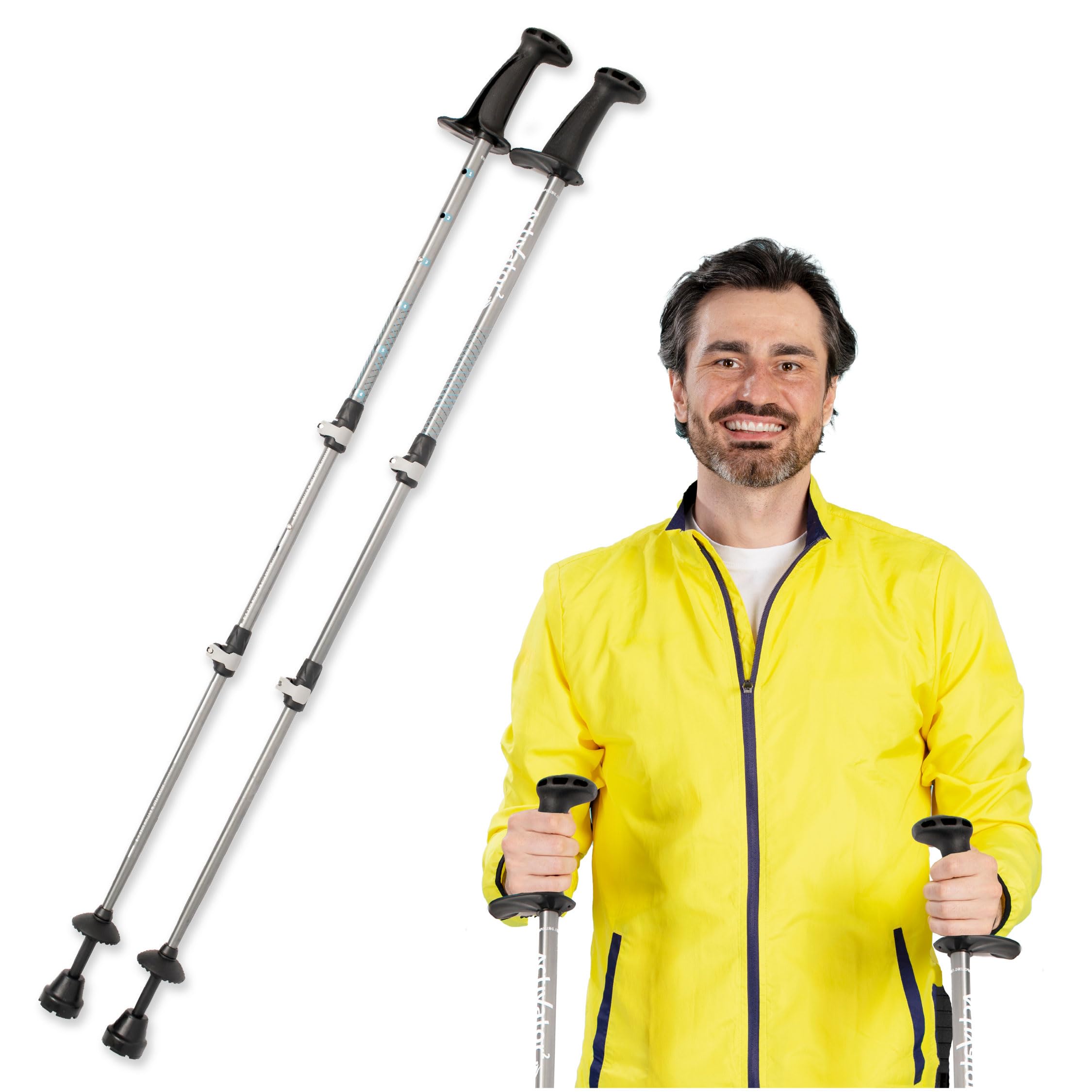Urban Poling ACTIVATOR® 2 Walking Poles – 1 Pair – CoreGrip™ for Stability, Weight-Bearing, Recovery & Core Strength – Adjustable, Collapsible, Lightweight, Compact & Ideal for Travel or 6FT+ Users