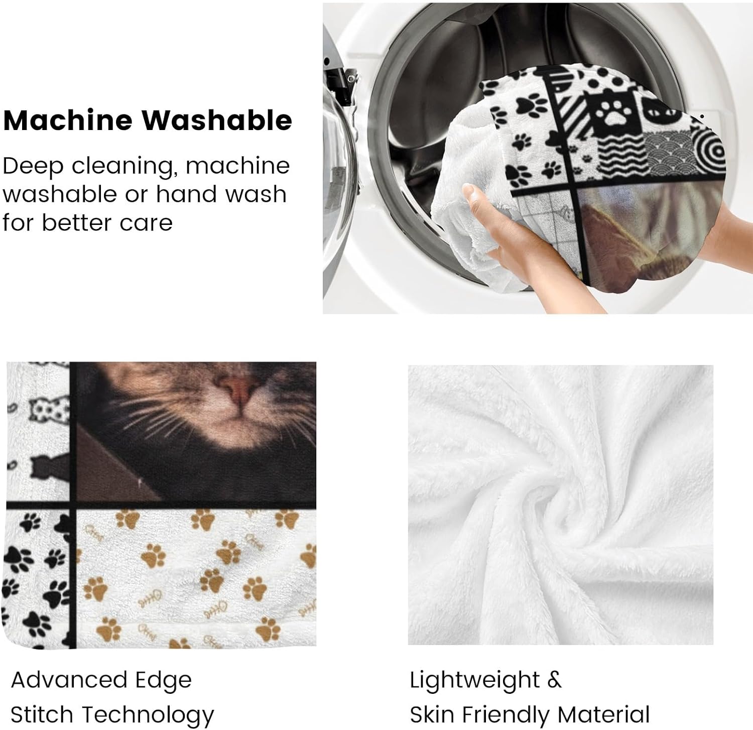 Custom Blanket with Photos for Cat Personalized Picture Throws for Pets Lover Customizable Blanket for Family Couple Pet Pictures 5 Photos with Name