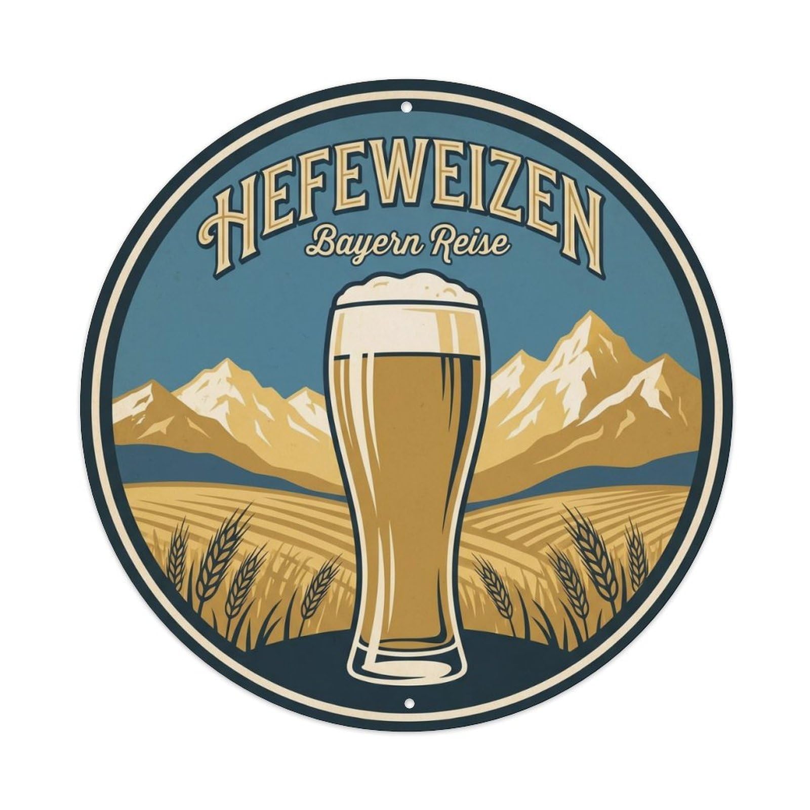 German Wheat Beer Ale Brewery Culture Barrel Cellar Metal Tin Sign