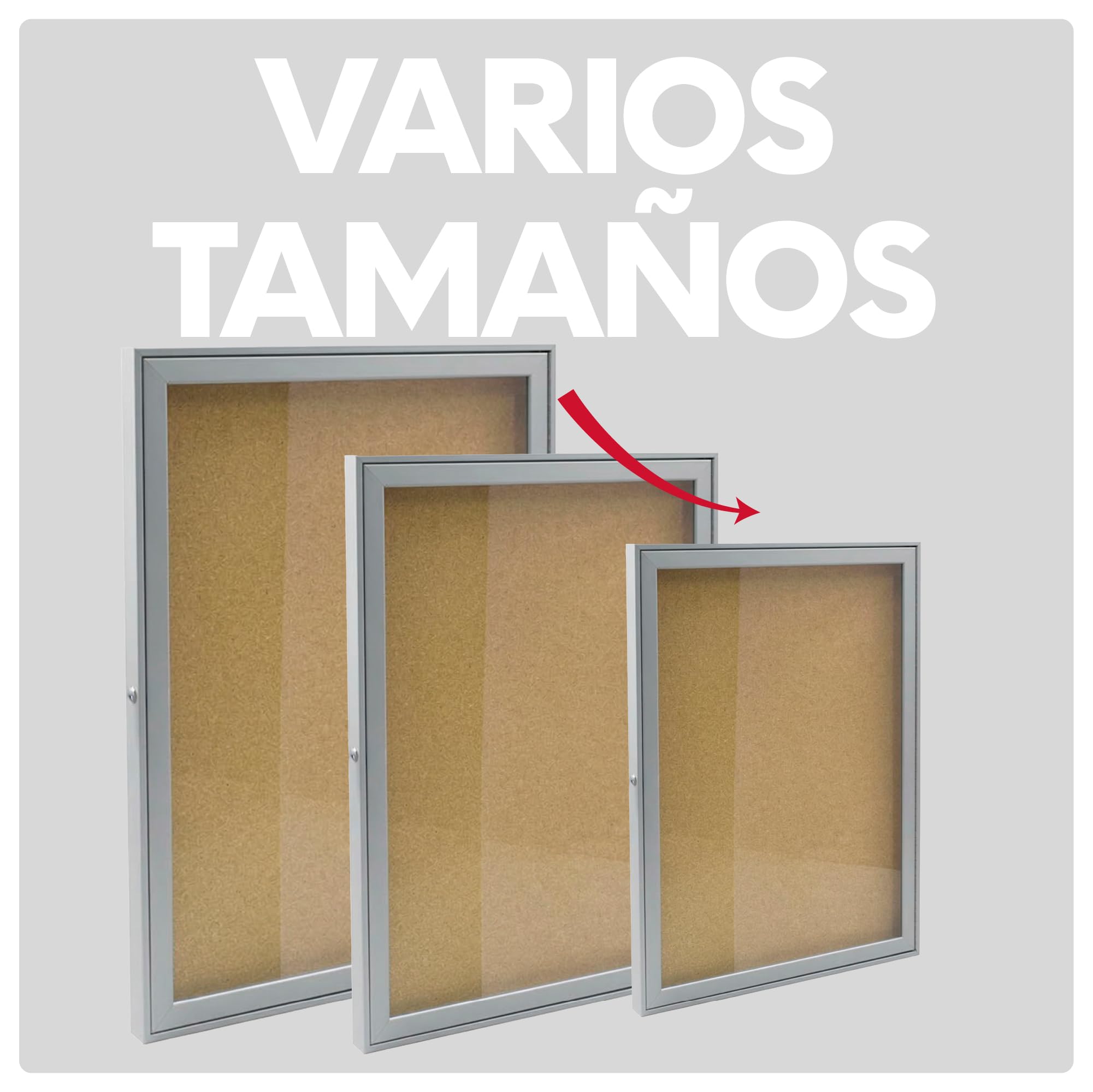 Tablón de Anuncios con fondo de Corcho, Panel de Anuncios de Aluminio con Cerradura (500x700mm)