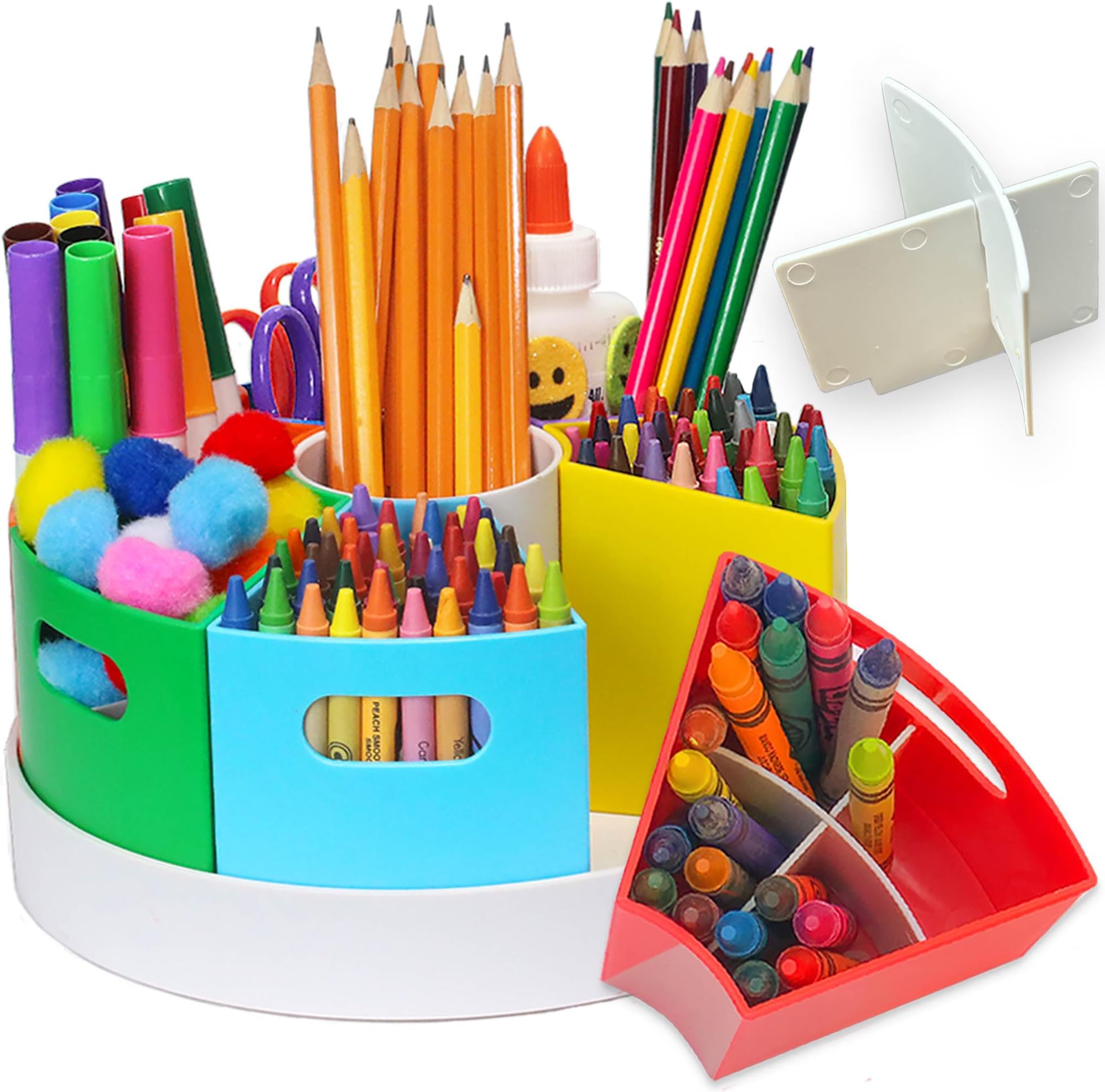 Art Supply Storage Organizer for Kids – Art Organizers and Storage for Crayons, Markers & Pencils, Lazy Susan Rotating Classroom Desk Art Caddy with Dividers