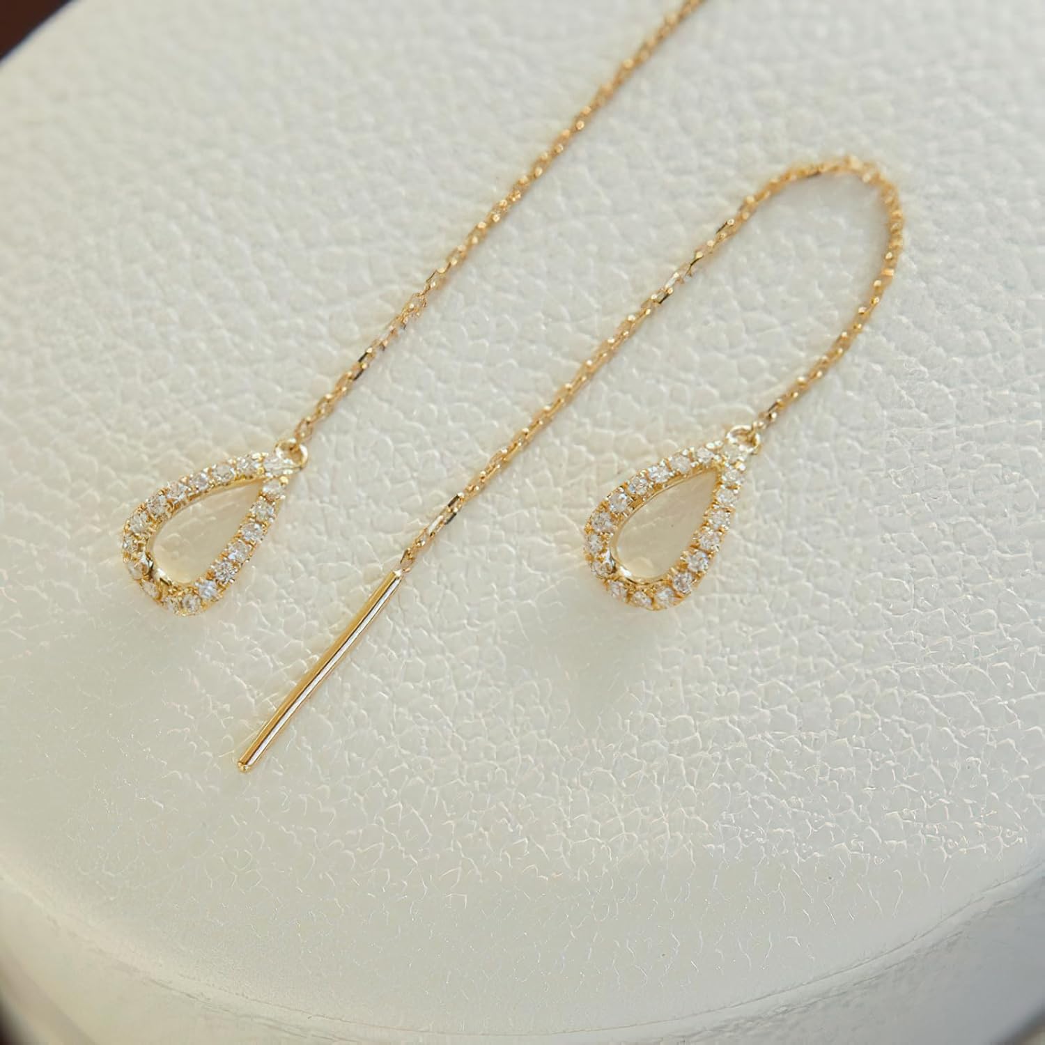 S925 Sterling Silver Threader Earrings for Women Dainty Long Chain Ear Line with Cubic Zirconia Elegant Dangle Tassel Earrings Heart Earring Valentine's Day Weeding Jewelry Gifts for Her - Image 2