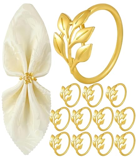 Napkin Rings Set of 12, Shiny Gold Napkin Rings, Smooth,