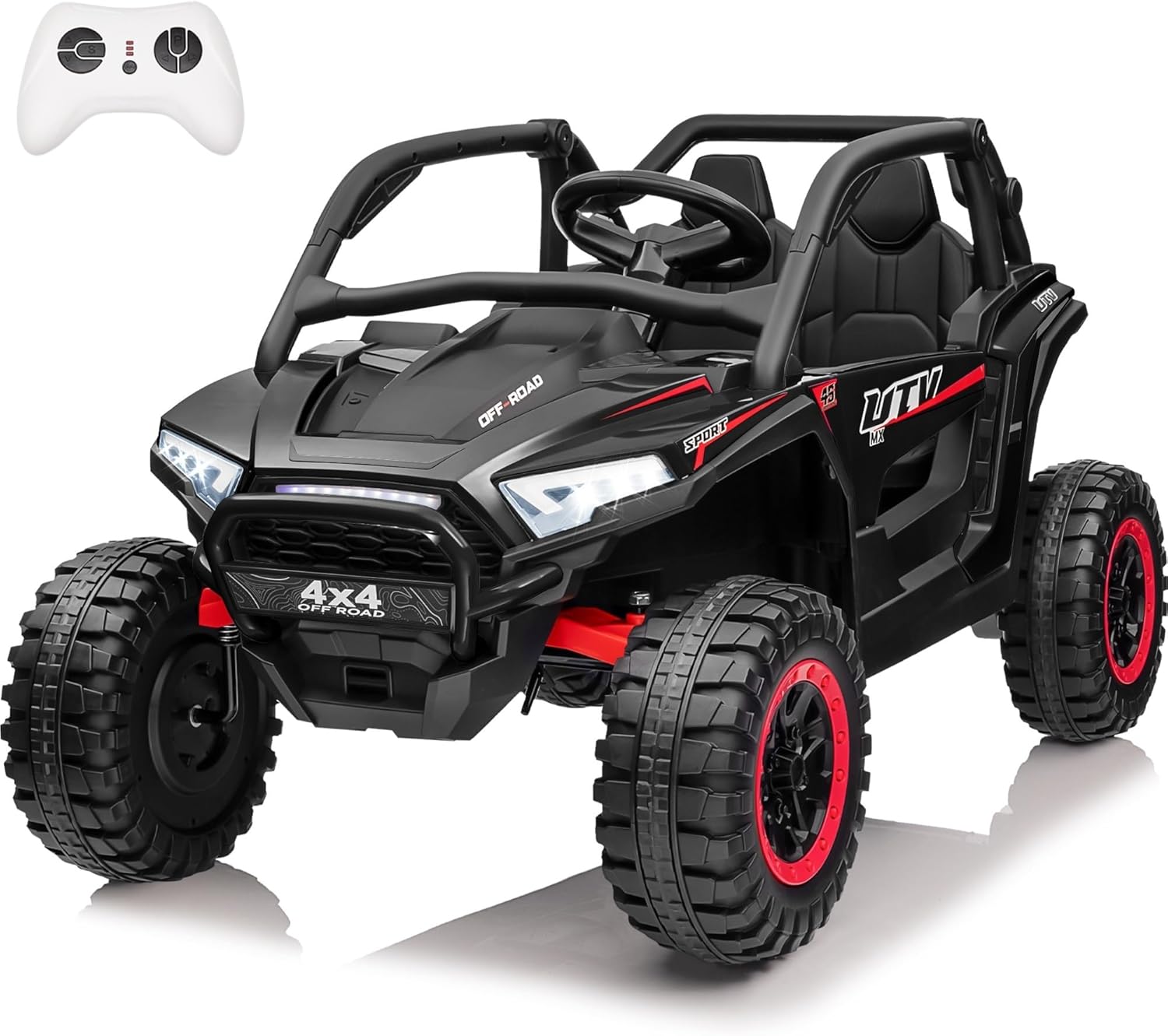 JOYRACER 24V Ride on Car, 2 Seater XL 4X4 Off-Road UTV w/RMP2000W Powerful Motors, Remote Control, Bluetooth Music, LED Lights, 24 Volt Ride on Toys for Big Kids, Black