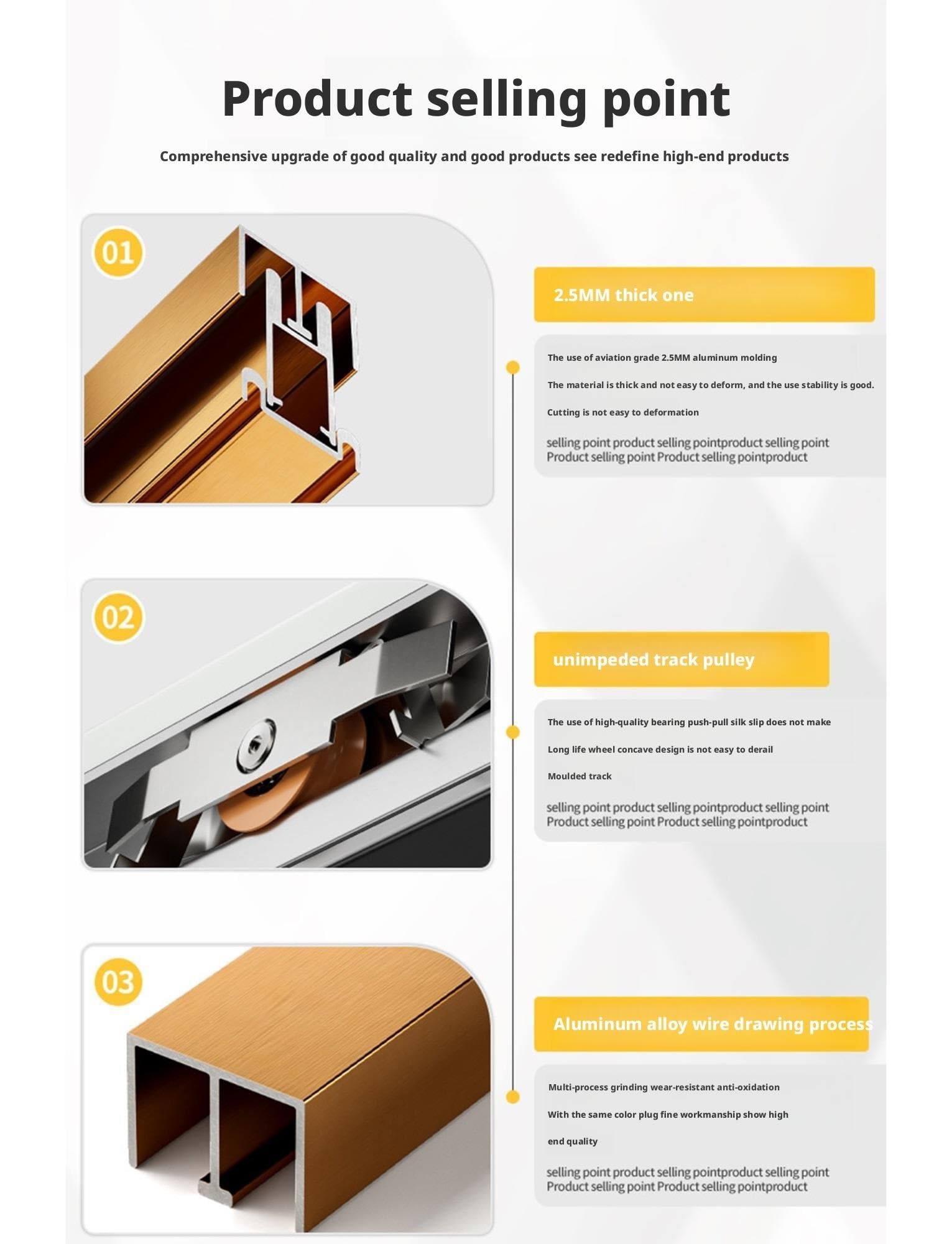Rail de porte coulissante en aluminium pour armoires et vitrines, compatible avec le verre acrylique, fonctionnement fluide pour un accès facile