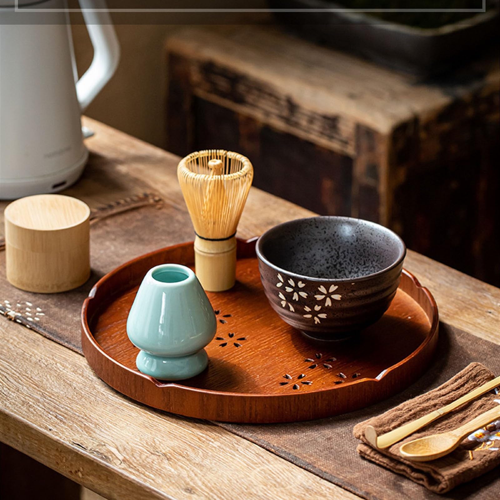 Confezione Regalo Frustino Matcha Adatto per Sala da tè Caffetteria Matcha Set Come Regalo per Le Feste Matcha Kit(8-Piece Gift Box Set-A)