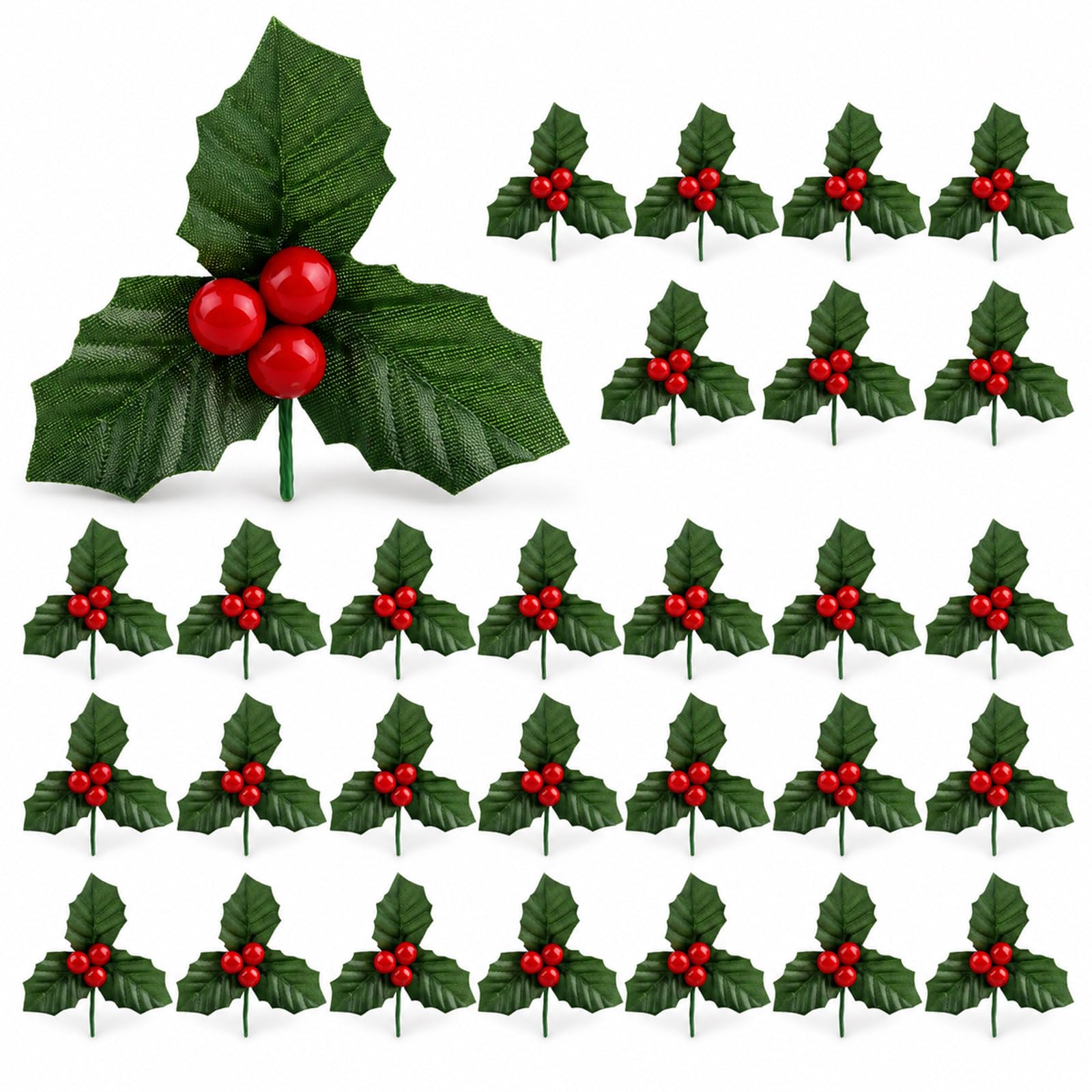 30 Pcs Christmas Garlands, Red Berry Pick For Christmas Garland Decorative