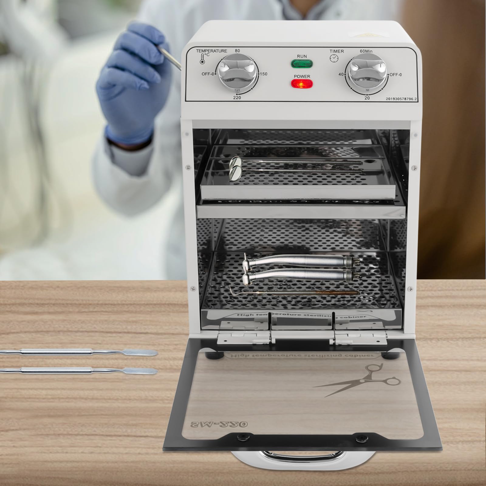 220℃ Sterylizator wysokotemperaturowy Biały Szafka do dezynfekcji narzędzi w wysokiej temperaturze, 600W Autoklaw Sterylizator do dezynfekcji narzędzi do manicure, sprzętu fryzjerskiego