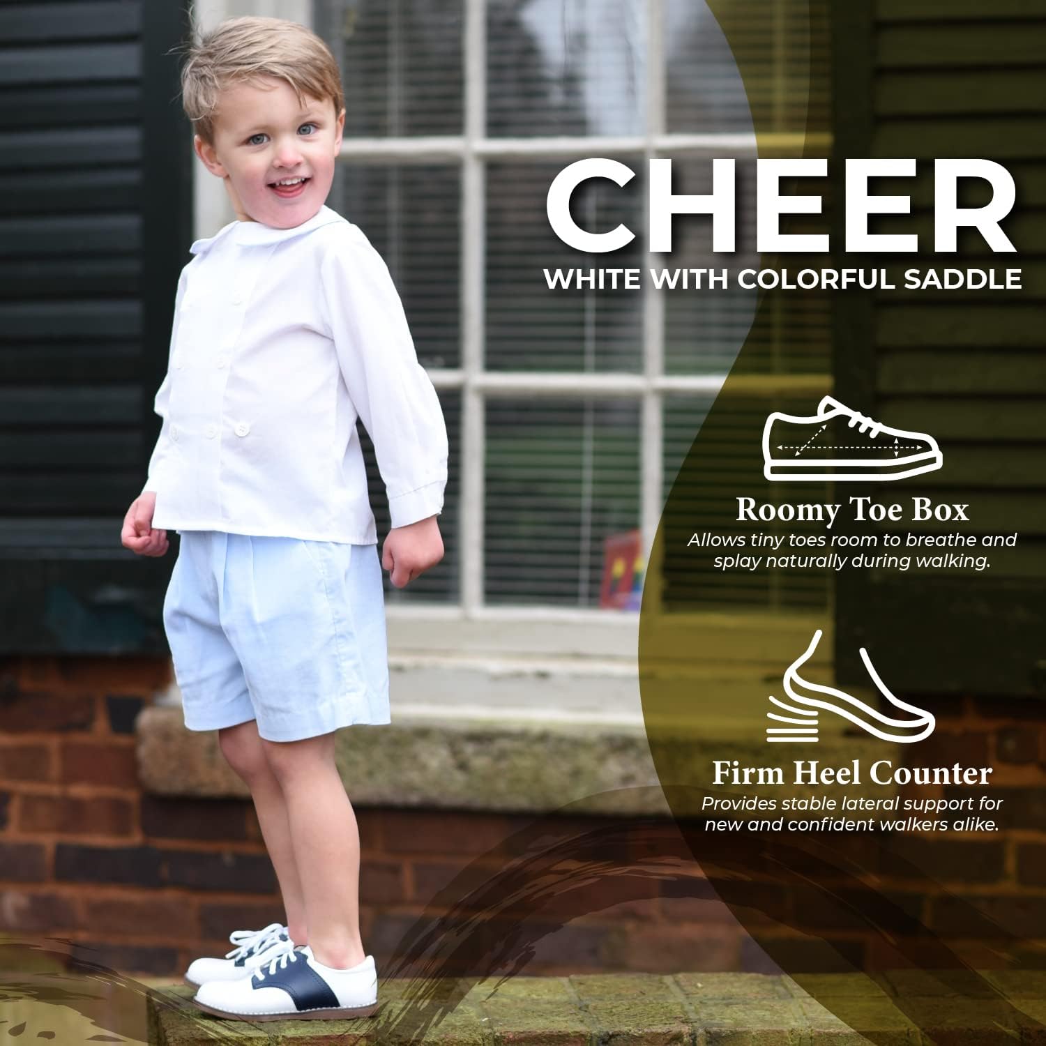 FOOTMATES Cheer Lace-Up Saddle Oxford Girls and Boys Dress Shoes with Wide Toe Box and Custom-Fit Insoles, Non-Marking Outsoles - for Infants, Toddlers and Little Kids, Ages 0-8