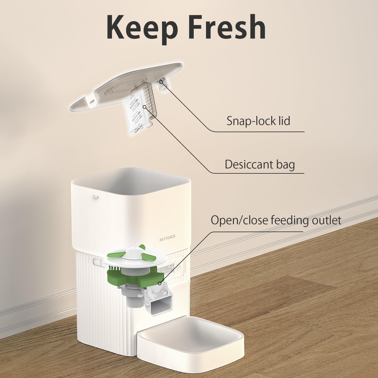 Mangeoire automatique pour chat avec anti-obstruction et double puissance, distributeur de nourriture sèche de 4 L pour 1 à 6 repas par jour, minuterie et garde frais, mangeoires chronométrées pour