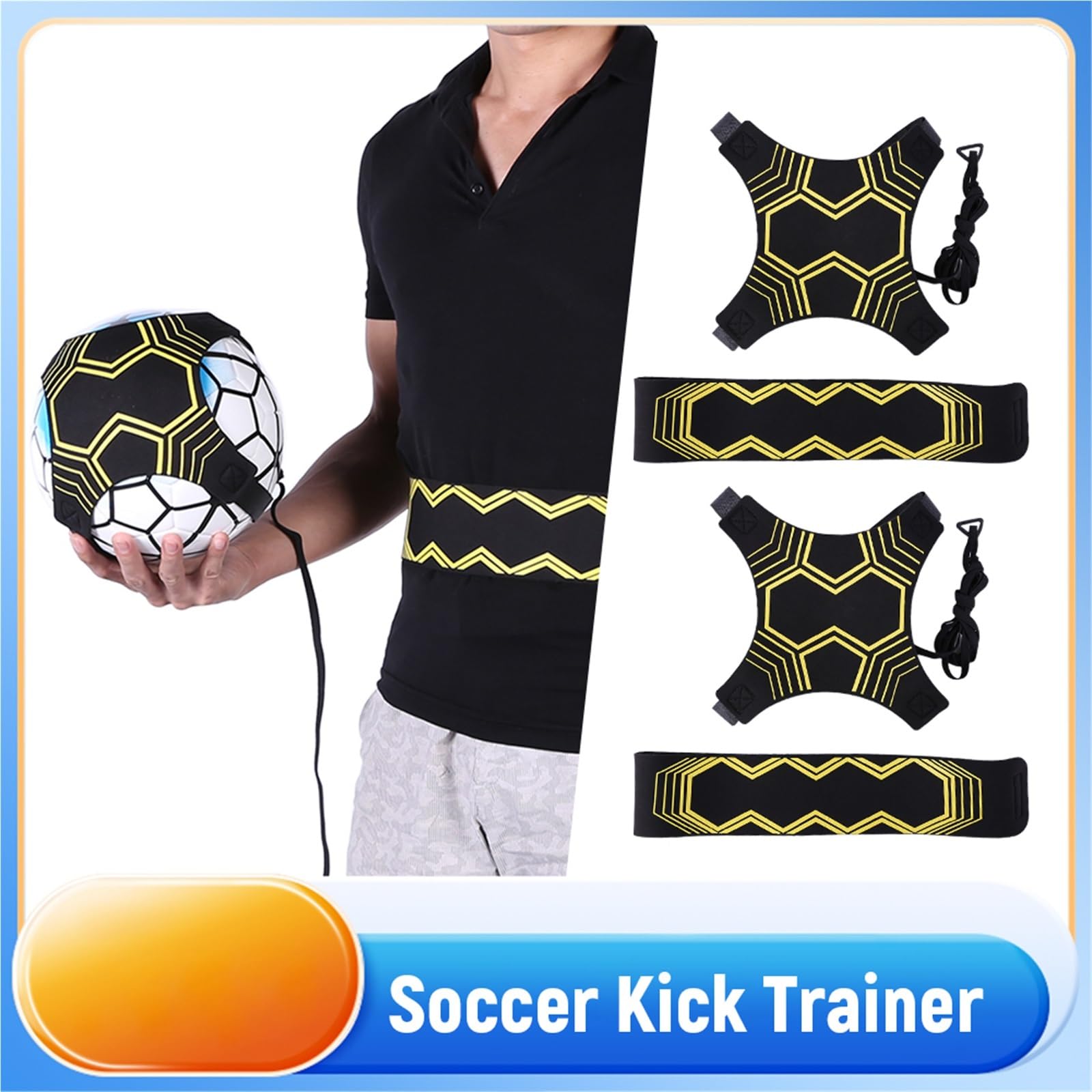 2PCS Football Kick Trainer Adjustable Soccer Ball Solo Practice Elastic Belt Auxiliary Fitness Equipment per Adulti