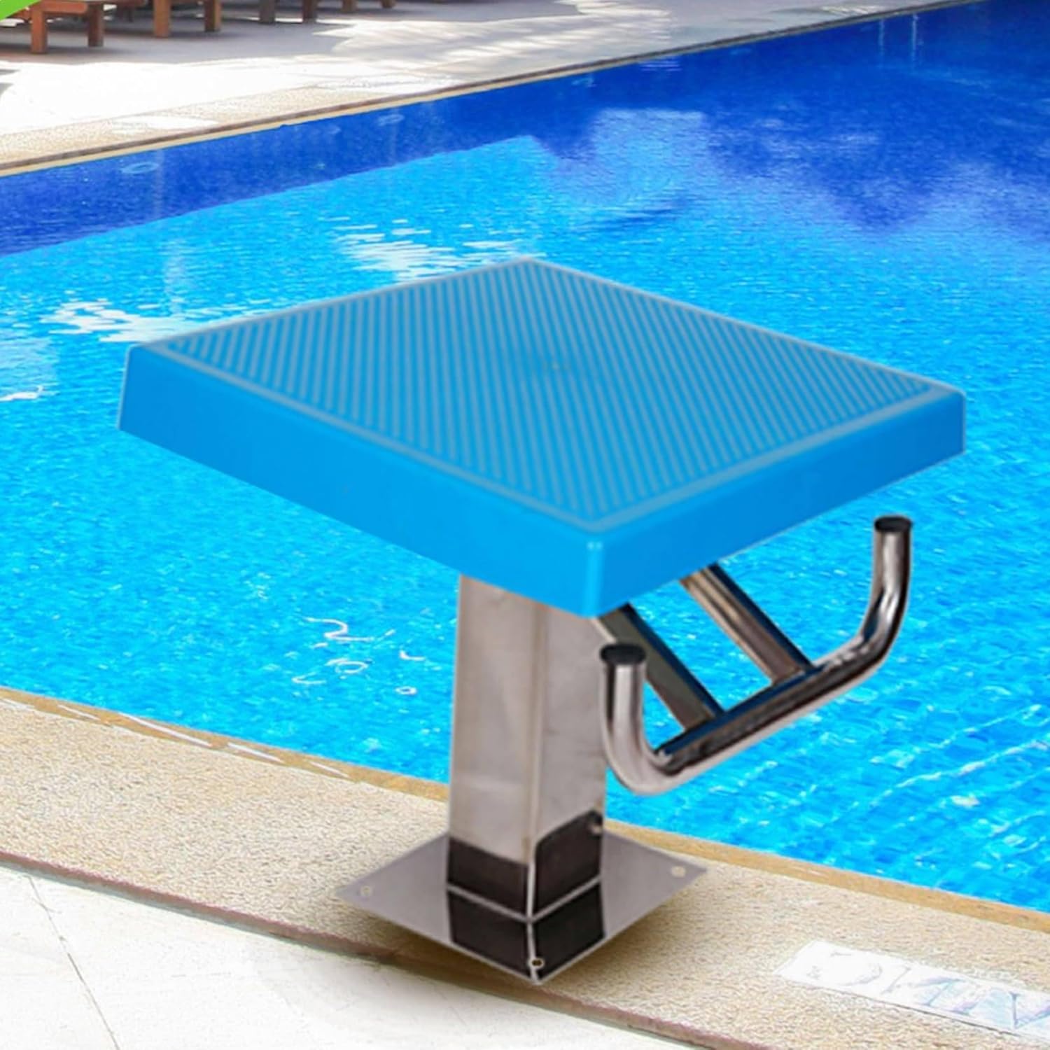 Non-Slip Diving Platform for Swimming Pools, Metal Steel Base with 15° Incline, Indoor/Outdoor Starting Block, 200kg Load Capacity, Durable Diving Board